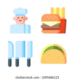 Icons Eat with chef, fast food, tool and taco