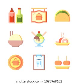 Icons Eat with meat, star, restaurant and taco
