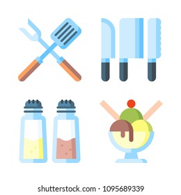 Icons Eat with spatula, tool, salt and ice crem