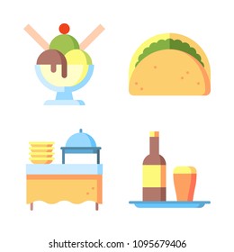 Icons Eat with taco, ice crem, tray and catering