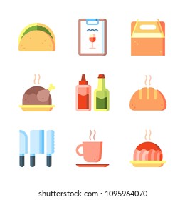 Icons Eat with taco, tool, bread and chicken