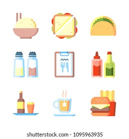 Icons Eat with tea, restaurant, sauces and fast food