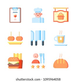 Icons Eat with tool, people, bread and food