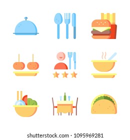 Icons Eat with tray, cutlery, table and soup