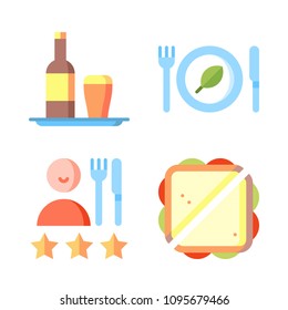 Icons Eat with tray, people, sandwich and restaurant