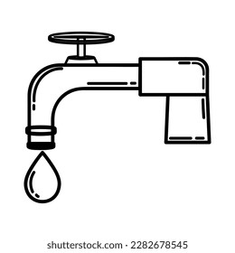 Icons. Ecology. Eco faucet with water. Pure water. Icon in modern style. Linear style.