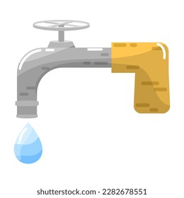 Icons. Ecology. Eco faucet with water. Pure water. Icon in modern style. Flat style.