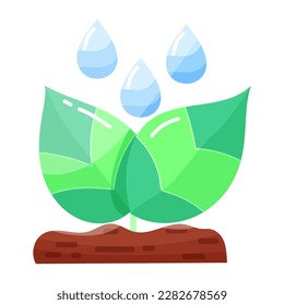 Icons. Ecology. Plant with water. Sprouts. Landscaping. Icon in modern style. Flat style.