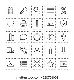 Icons e-Commerce. Flat objects, shopping symbols, elements for marketing