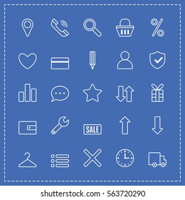 Icons e-Commerce. Flat objects, shopping symbols, elements for marketing