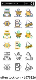 Icons for E-Commerce and Shopping, Flat vector design.