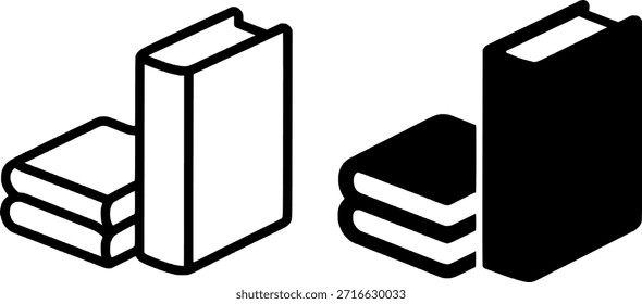Ícones para educação, ilustrações de vários livros, versões de esboços e silhuetas