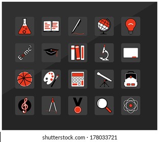 Icons of education, school, university. Vector.