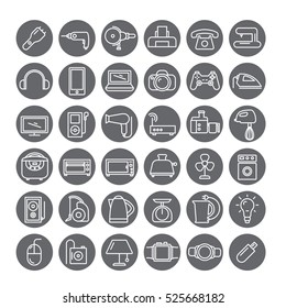 Icons with electrical appliances