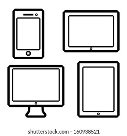 icons of electronic devices. smartphone, tablets, computer monitor. vector eps8