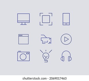 Tecnología web minimalista para dispositivos electrónicos Icons