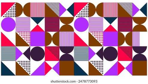 Iconos Elementos con patrón de Vector sin costuras Bauhaus geométrico para envolver papel, fondo y Fondo de pantalla. diseño abstracto moderno y contemporáneo.