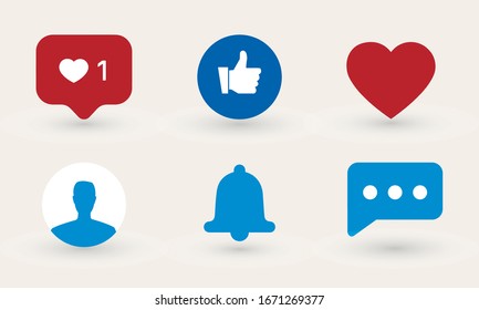 Icons With Elements Of Social Media Networks. Vector Buttons Set