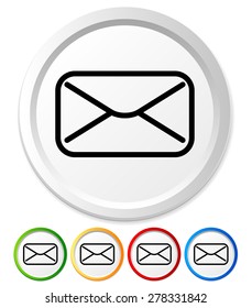 Icons with email, envelope or letter symbol, eps10