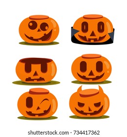 icons emoticons pumpkin for Halloween. Winks, smiles, scary, evil, crazy, Dracula