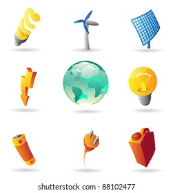 Icons for energy and ecology. Vector illustration.