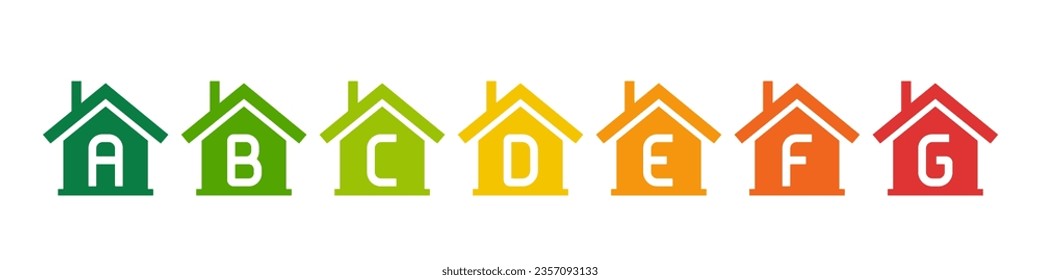 Icons for Energy Performance Certificate (EPC), Rating of Houses by Energy Efficiency