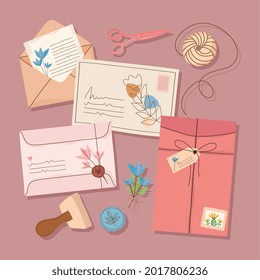 icons with envelope and postcards