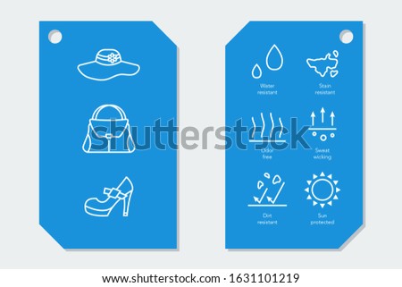 Icons for fabric material properties on two labels