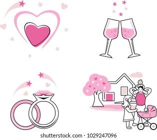 Icons for a family scrapbook. Vector