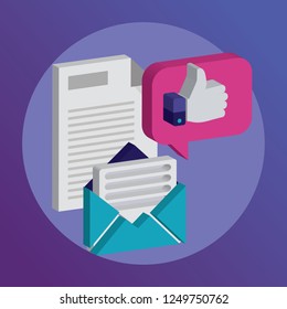 Icons for faq newsletter support contact vector illustration.