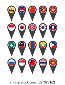 Icons Far East flags on white background