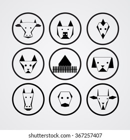 Icons of farm animals.