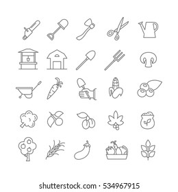 Icons with farm equipment and products