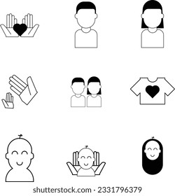 The icons feature a simplified and minimalist design, using clean lines and recognizable shapes to depict parents and children in a universally understood manner