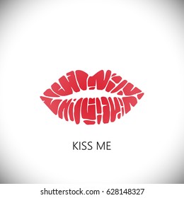 icons of female lips print. Vector Illustration