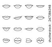 Icons of female lips. Vector illustration