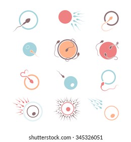 icons fertilization, a set of images egg and sperm