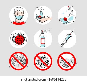 icons for the fight against coronavirus