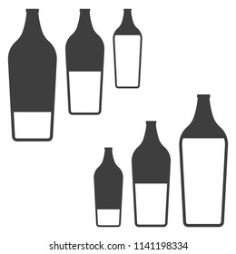 Icons filling bottles with liquid. Two variants of execution. Vector on white background