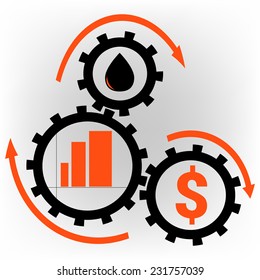 icons of finance and industry in gears 