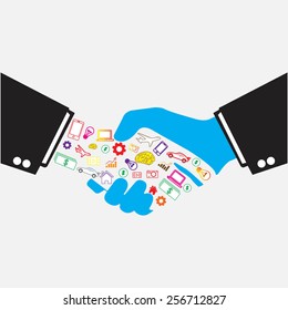 icons Finance make in active businessman handshake shape.Vector
