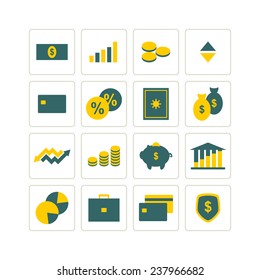 Icons for financial topics. yellow and green. vector format.