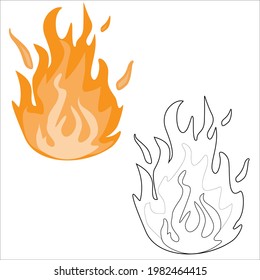 The icons are fire, flame, and energy. Vector isolated