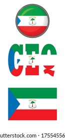 Symbole der Flagge Äquatorialguineas auf weißem Hintergrund. Vektorbild: Flagge Äquatorialguineas, Schaltfläche und Abkürzung. Sie können sie verwenden, um eine Website zu erstellen, Broschüren, Broschüren, Broschüren, Broschüren