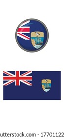 Icons of the flag of Saint Helena on a white background. Vector image: flag, button, icon. You can use it to create a website, print brochures, booklets, flyers, and travel guides.