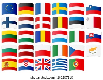 Icons of flags of the European Union. Vector illustration.