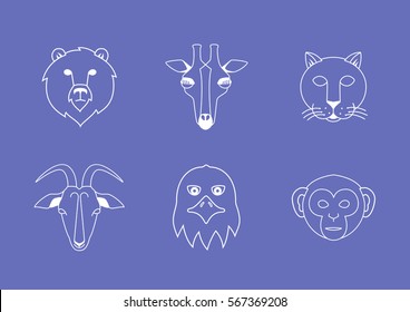 Icons flat animal