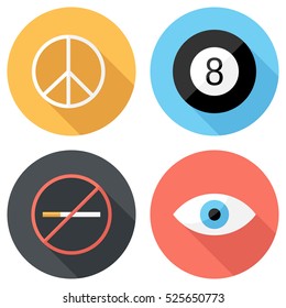 Icons . Flat design style modern vector illustration. Isolated on stylish color background. Flat long shadow icon. Elements in flat design.