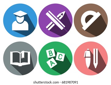 icons flat education for Web, Mobile and business