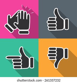 Icons in flat hand gestures vector illustration